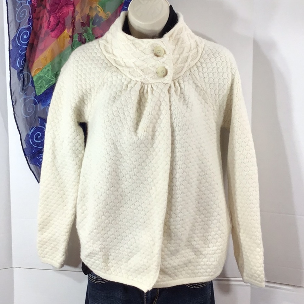 Loft ivory wool cardigan sweater XSP